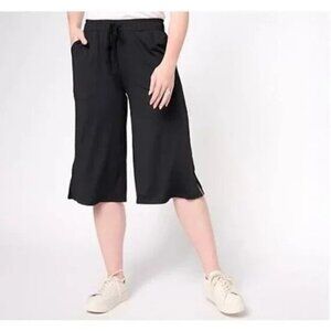 Cuddl Duds Sunwear Capris Pants Solid Black Womens Size Medium Polyester Spandex